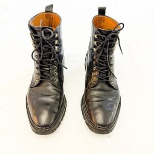 & Other Stories Black Leather Military Combat Lace Up Boots 348466 Size 6.5 EUC